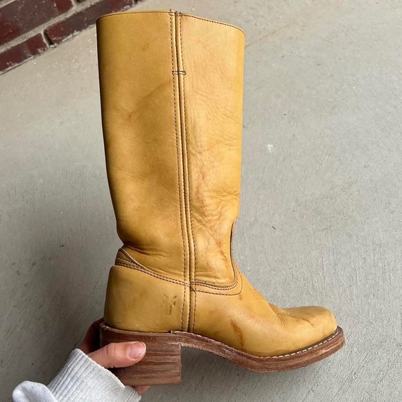 SOLD Vintage 70s Frye Campus Banana Boots Womens 5.5 Square Toe Marbled Boot - Picture 2 of 11